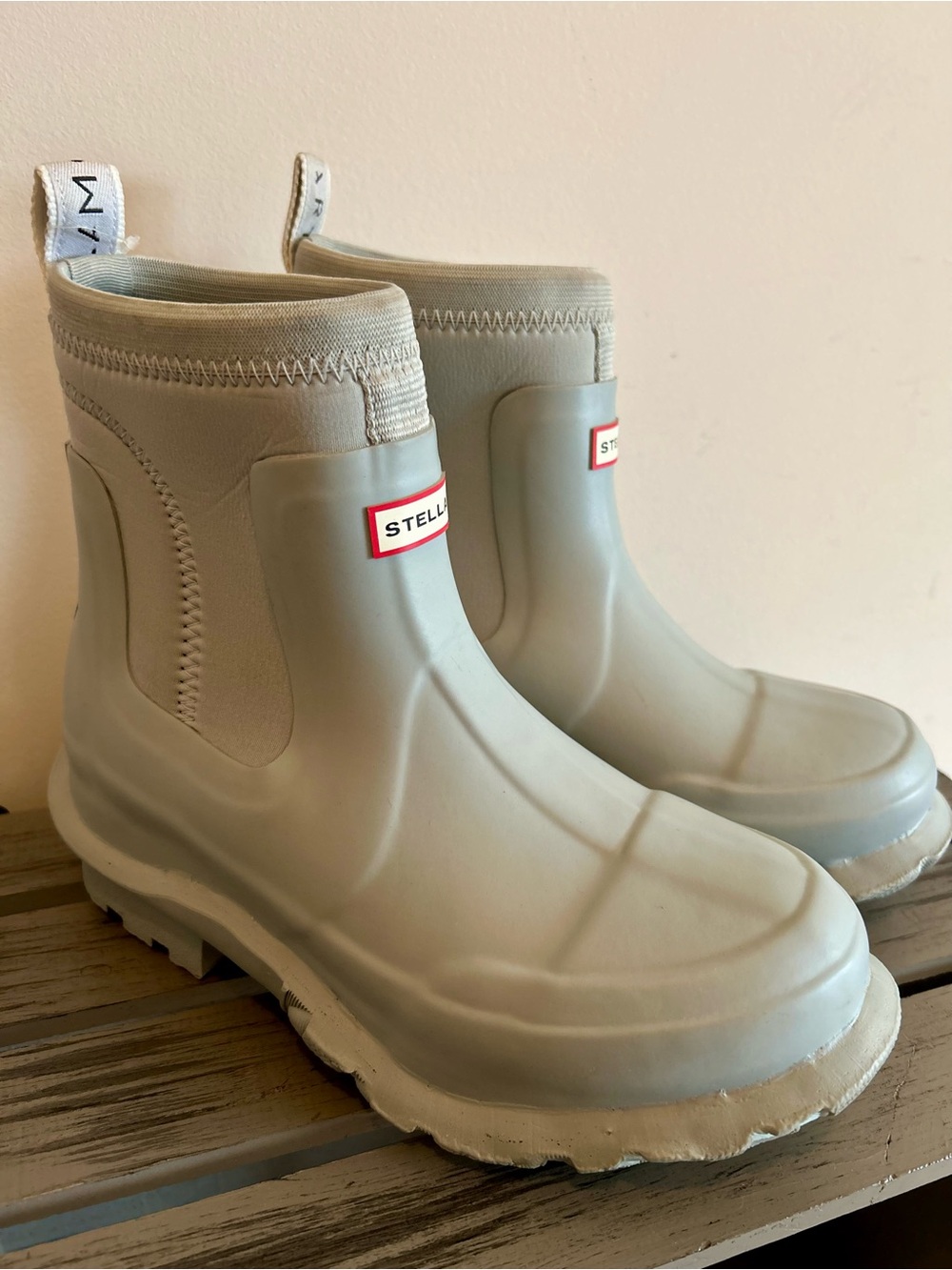 Stella McCartney x Hunter Fitzroy Wellington Ltd Ed Clatter Grey Boots Sz 7 EUC